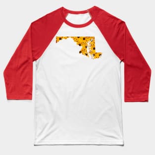 Maryland: Black-Eyed Susans (Red) Baseball T-Shirt
